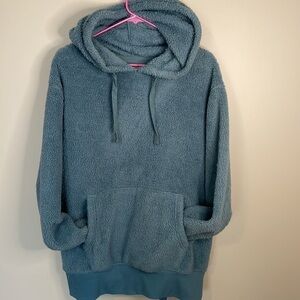 SO Soft Women’s LG Sherpa Hooded Pullover Sweatshirt w Pocket Leisure Cozy Green